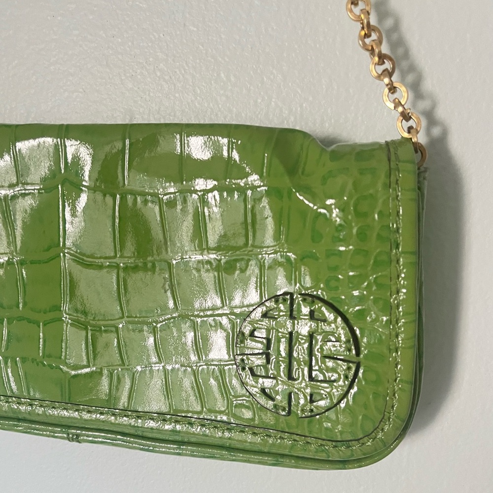 Authentic Italian leather green shoulder bag